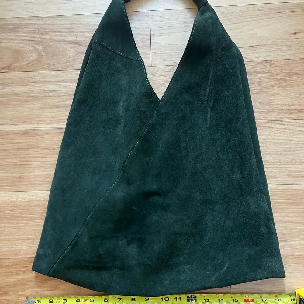 Genuine Green Suede Hobo Bag - Picture 3 of 7